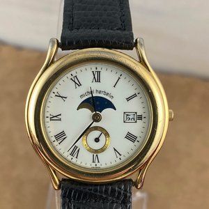 Michel Herbelin 18K Gold Plated Moonphase Watch